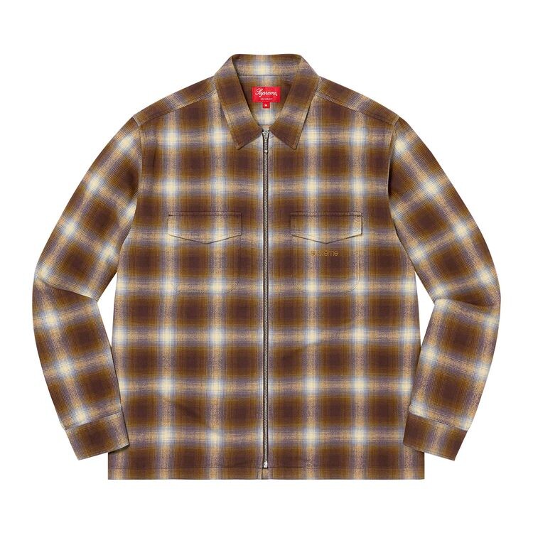 

Рубашка Supreme Shadow Plaid Flannel Zip Up Shirt Brown, коричневый