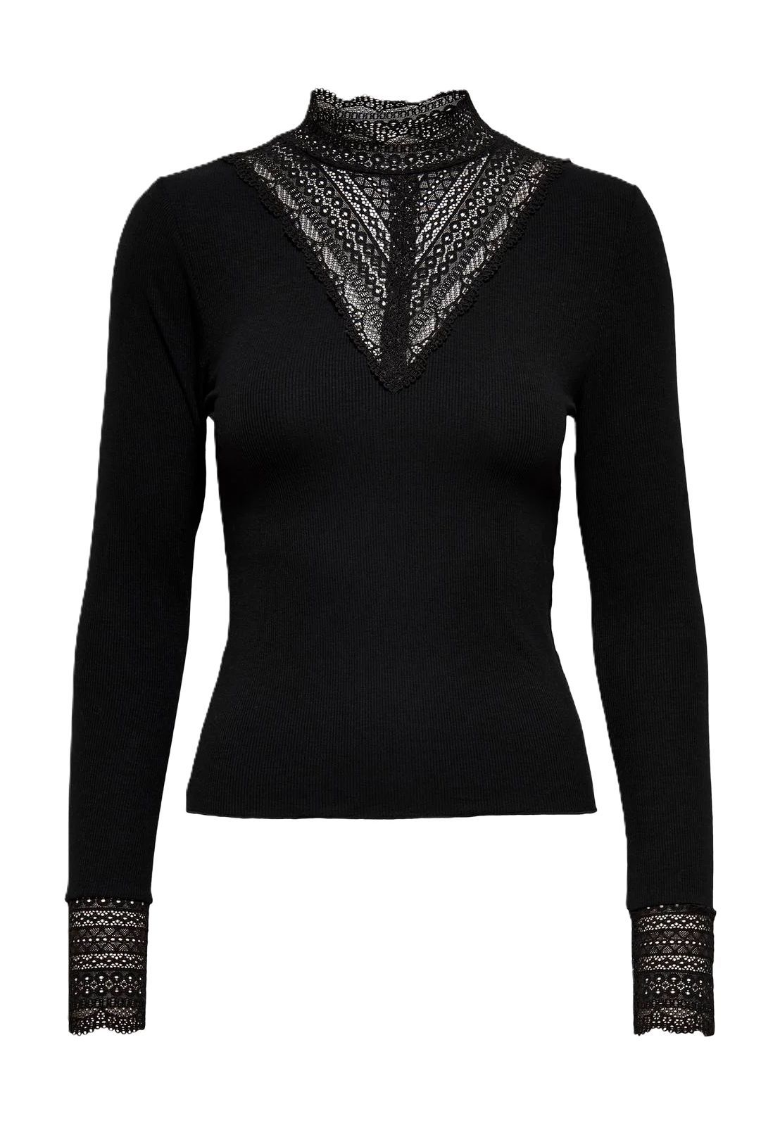 

Женский кружевной топ с длинными рукавами ONLY, цвет 177911001 Black/b