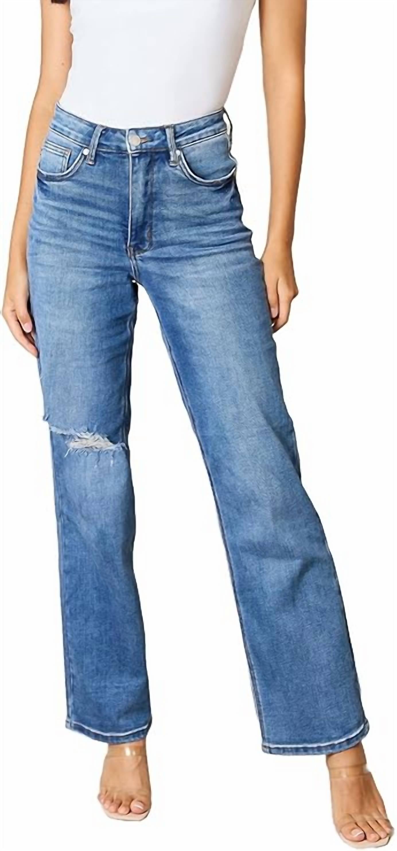 

Прямые джинсы High Rise Control Top 90's Straight Jeans средней потертости Judy Blue, цвет medium wash