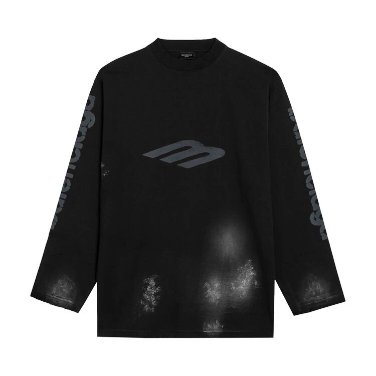 

Футболка Balenciaga 3B Stencil Vintage Jersey T-Shirt Faded Black, черный