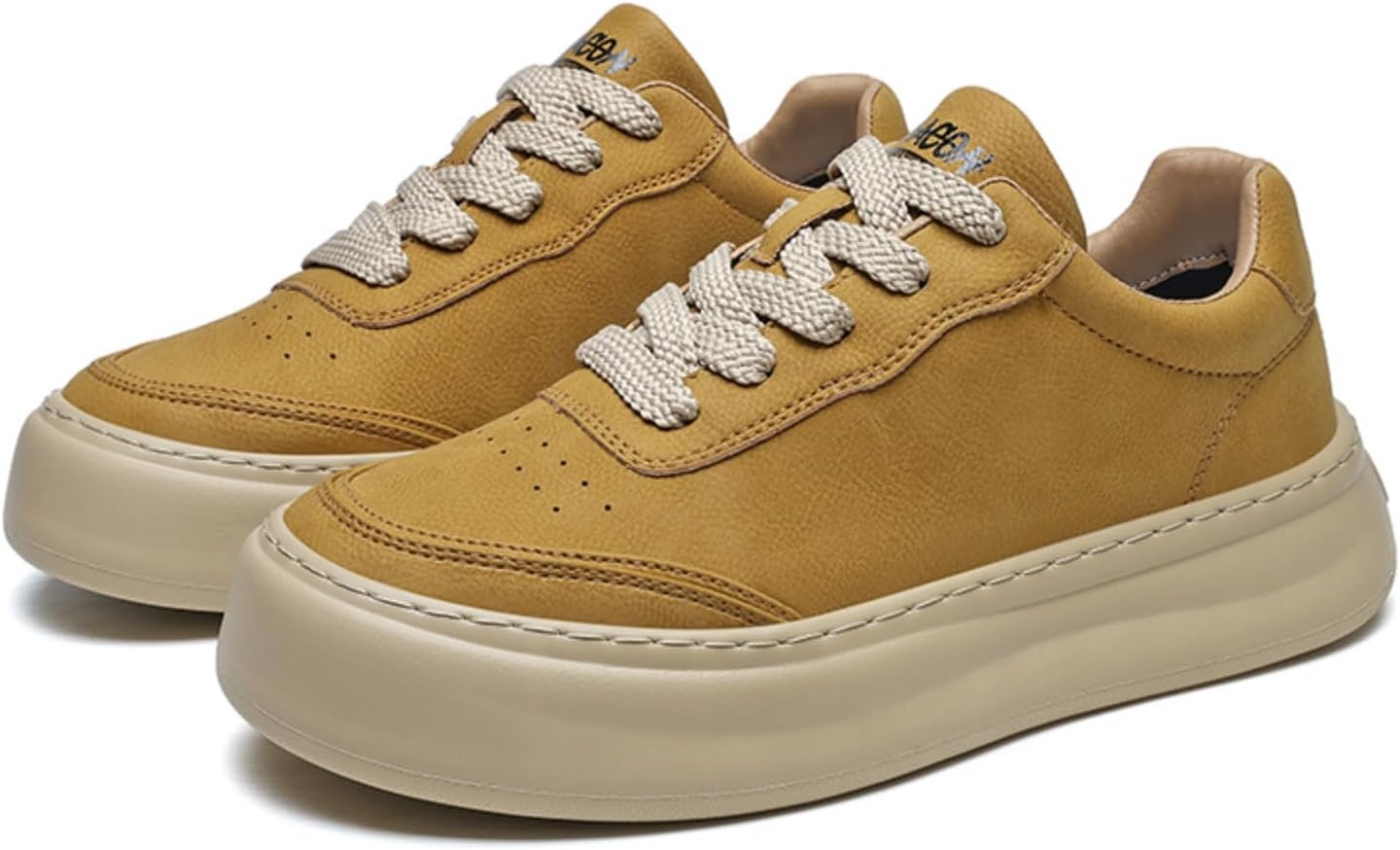 

Мужские ретро кроссовки из желтого замша с платформой, стильные с удобным дизайном для повседневной носки Aokisx