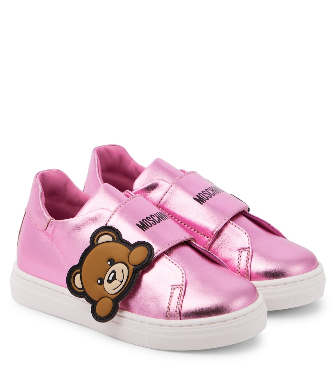 

Кожаные кроссовки с логотипом Moschino, розовый