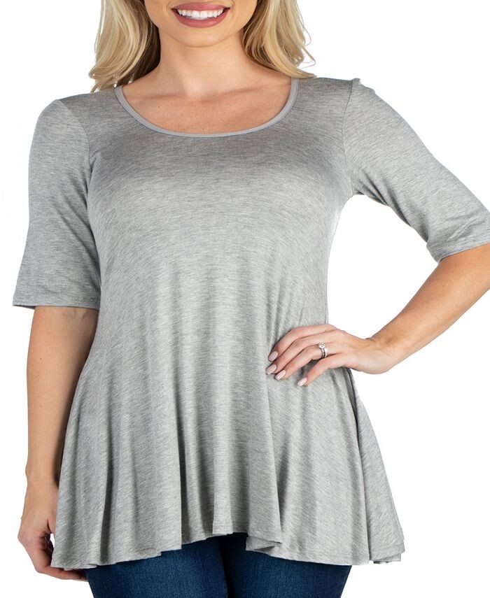 

Женская свободная туника с рукавами до локтя 24seven Comfort Apparel, серый