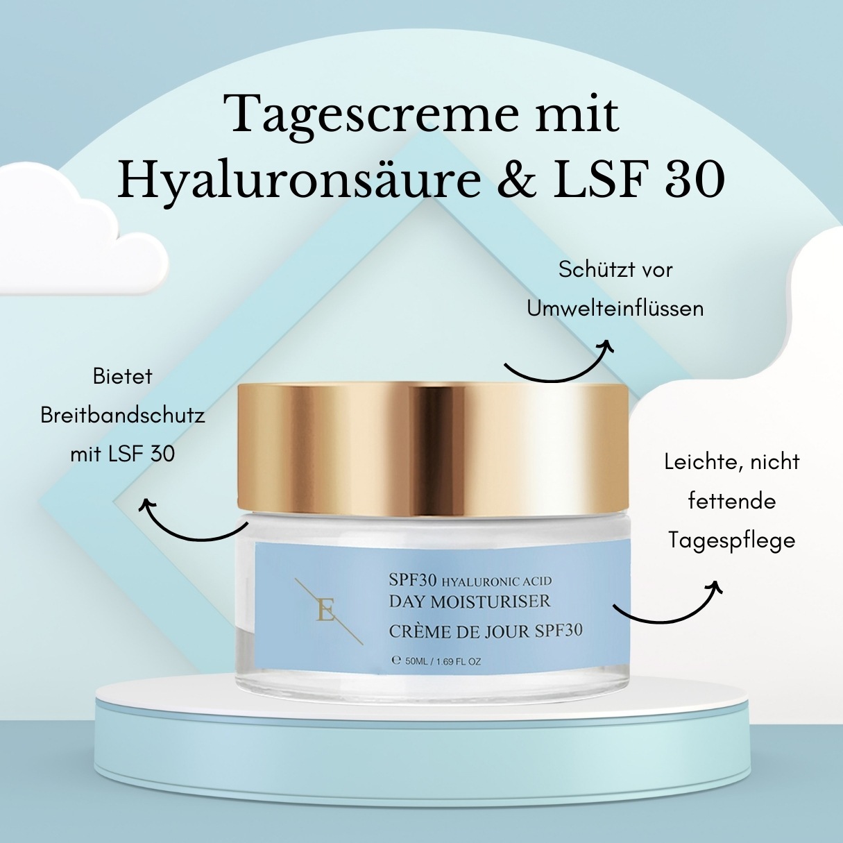 Крем для лица SPF30 ERTHSKIN LONDON Дневной hyaluronsäure-tagescreme, количество — фото 4
