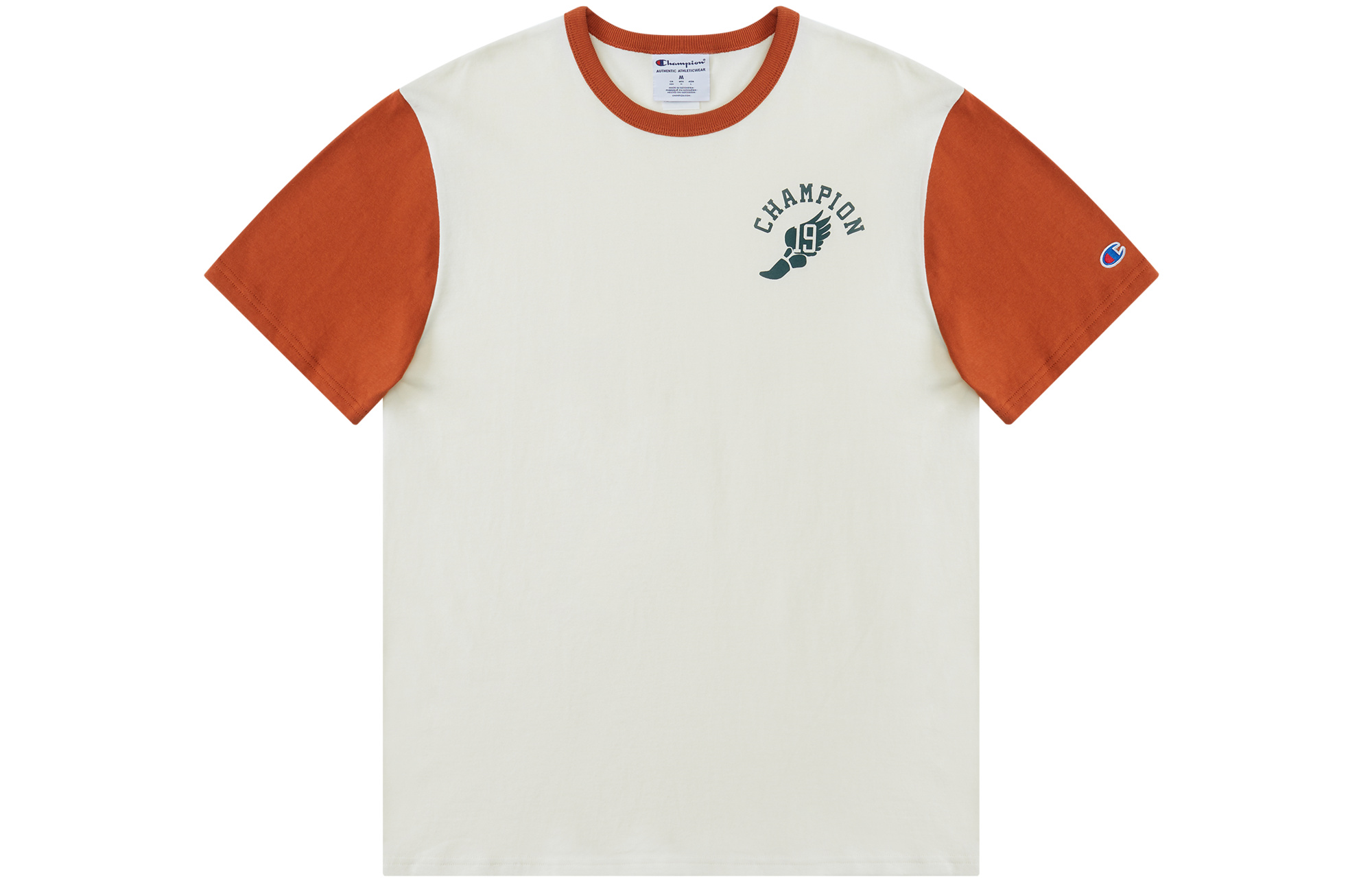 

Футболка Unisex Champion, бежевая в стиле пэчворк