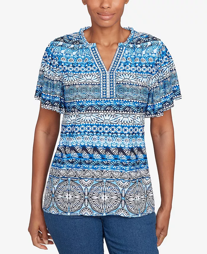 

Футболка с вышитым узором в полоску и принтом в виде миниатюрных полосок Ruby Rd., мультиколор