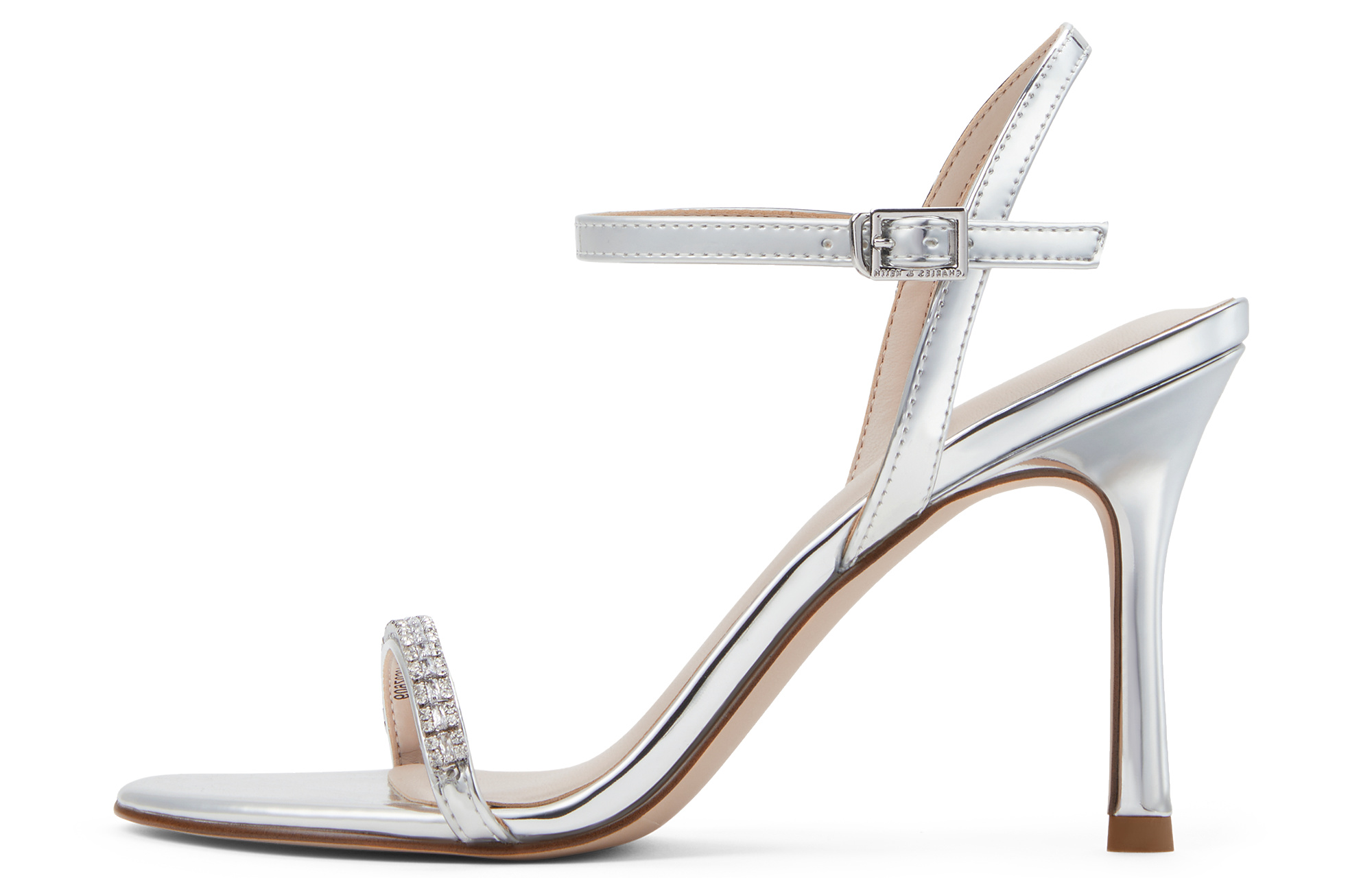 Сандалии на высоком каблуке 9,2 см с одной бретелью CHARLES&KEITH, черные текстурированные — фото 4