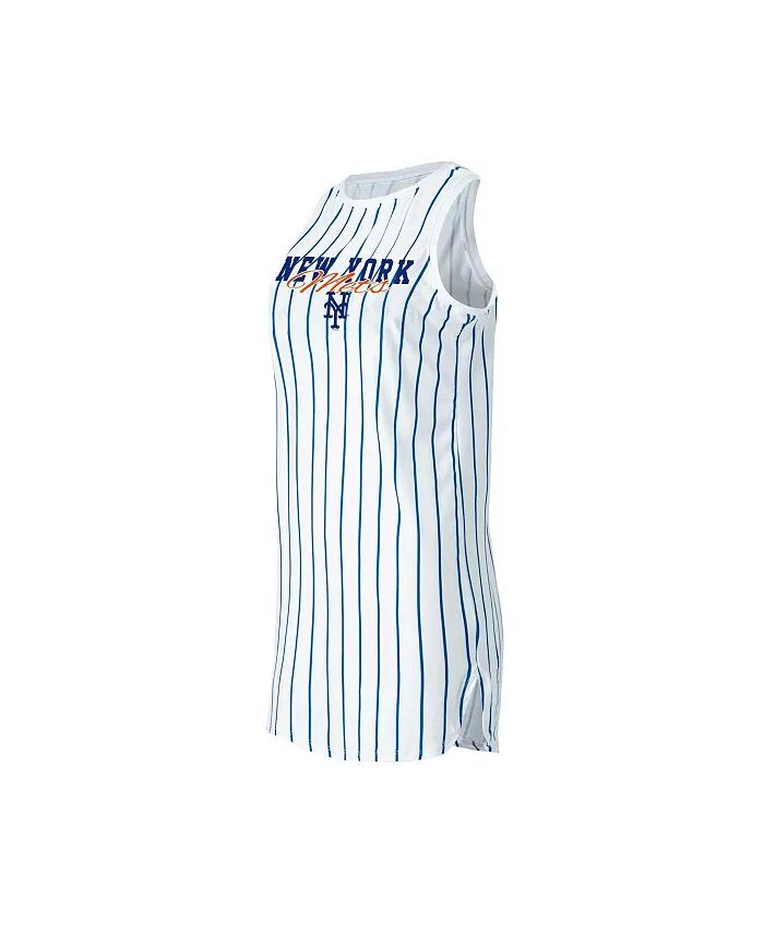 

Женская белая трикотажная ночная рубашка без рукавов New York Mets Reel в полоску Concepts Sport
