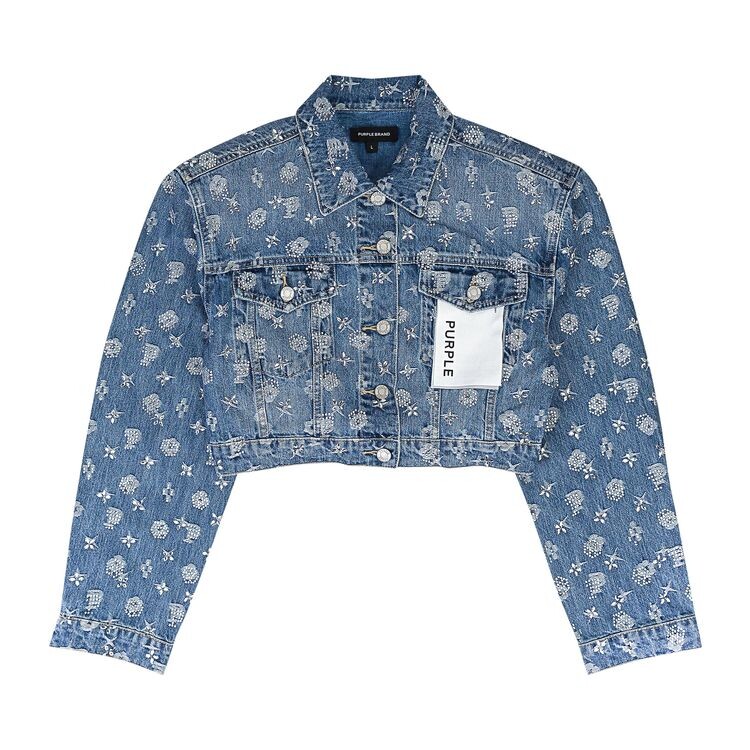 

Куртка PURPLE BRAND Crop Denim Jackets Mid Indigo, синий