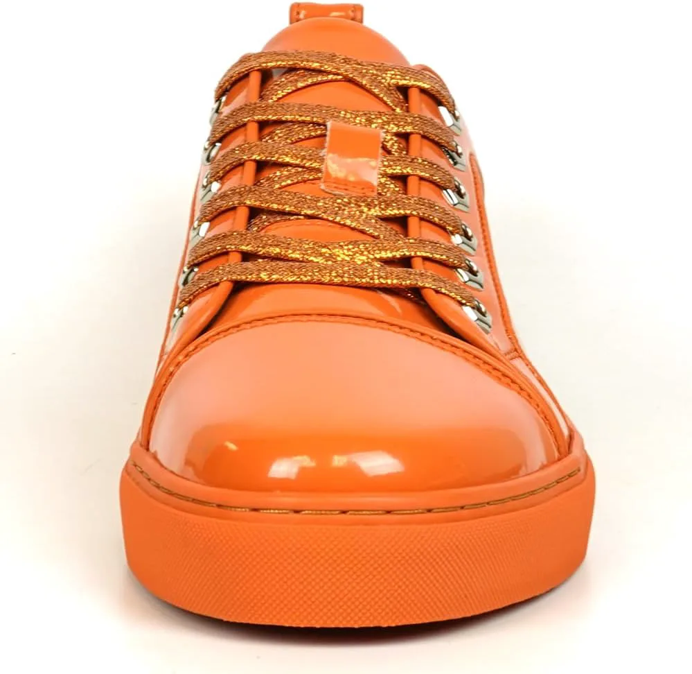 FI-2415-2 Patent Leather Cap tor Lace up Sneaker Fiesso by Aurelio Garcia, оранжевый — фото 3