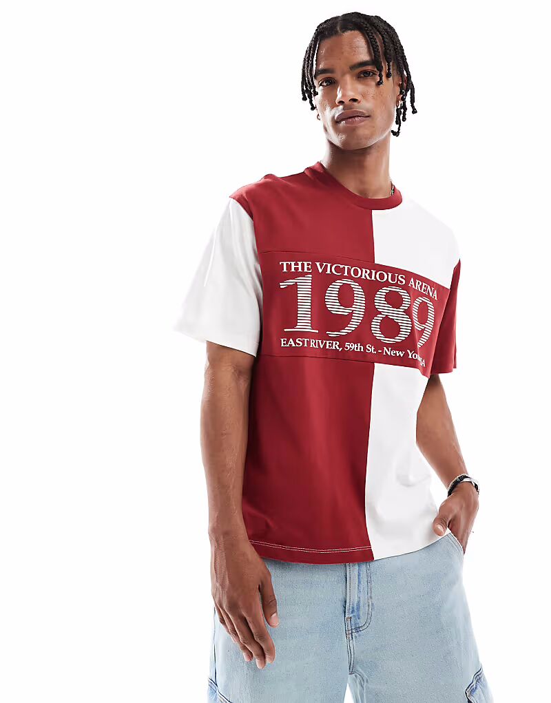 

Футболка с принтом Bershka 1989 красного цвета