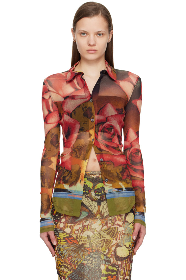 

Рубашка с розами Jean Paul Gaultier, мультиколор