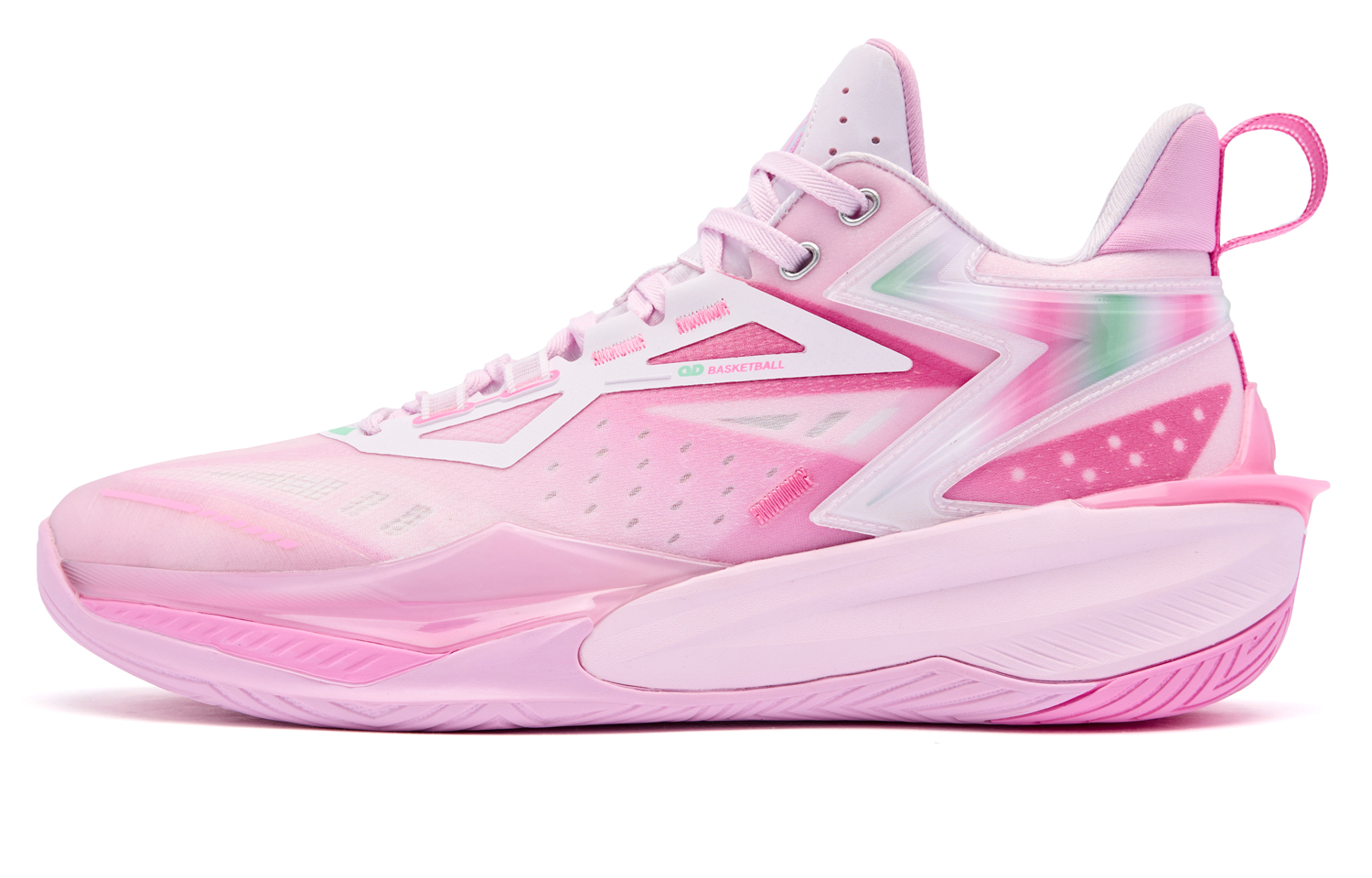 

QIAODAN Баскетбольные кроссовки Phantom 6 ELITE Conch Pearl с амортизацией, отскоком, дышащие, нескользящие, средней высоты, розовые, мужские