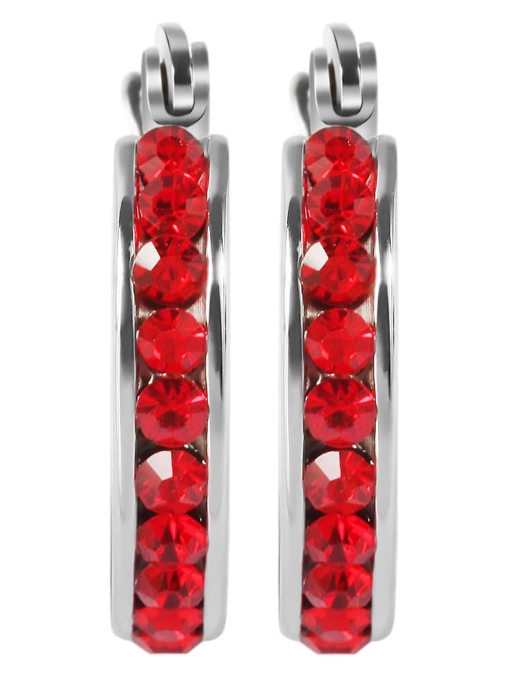 

Adeliás Женские серьги - Серьги-кольца из нержавеющей стали со стразами серебристого цвета