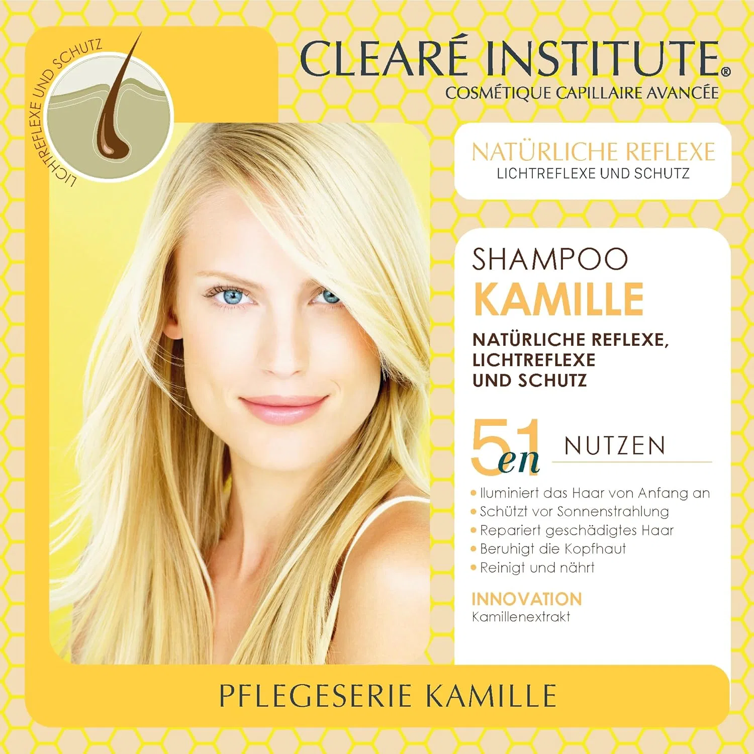 Шампунь «Chamomile» для золотистых бликов от Clearé Institute, 98% натуральных ингредиентов Clearé Institute — фото 2