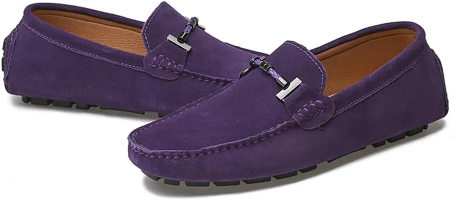

Мужские лоферы ручной работы из замши без шнурков, удобные повседневные мокасины для вождения, дышащие туфли-лоферы Abborora, фиолетовый