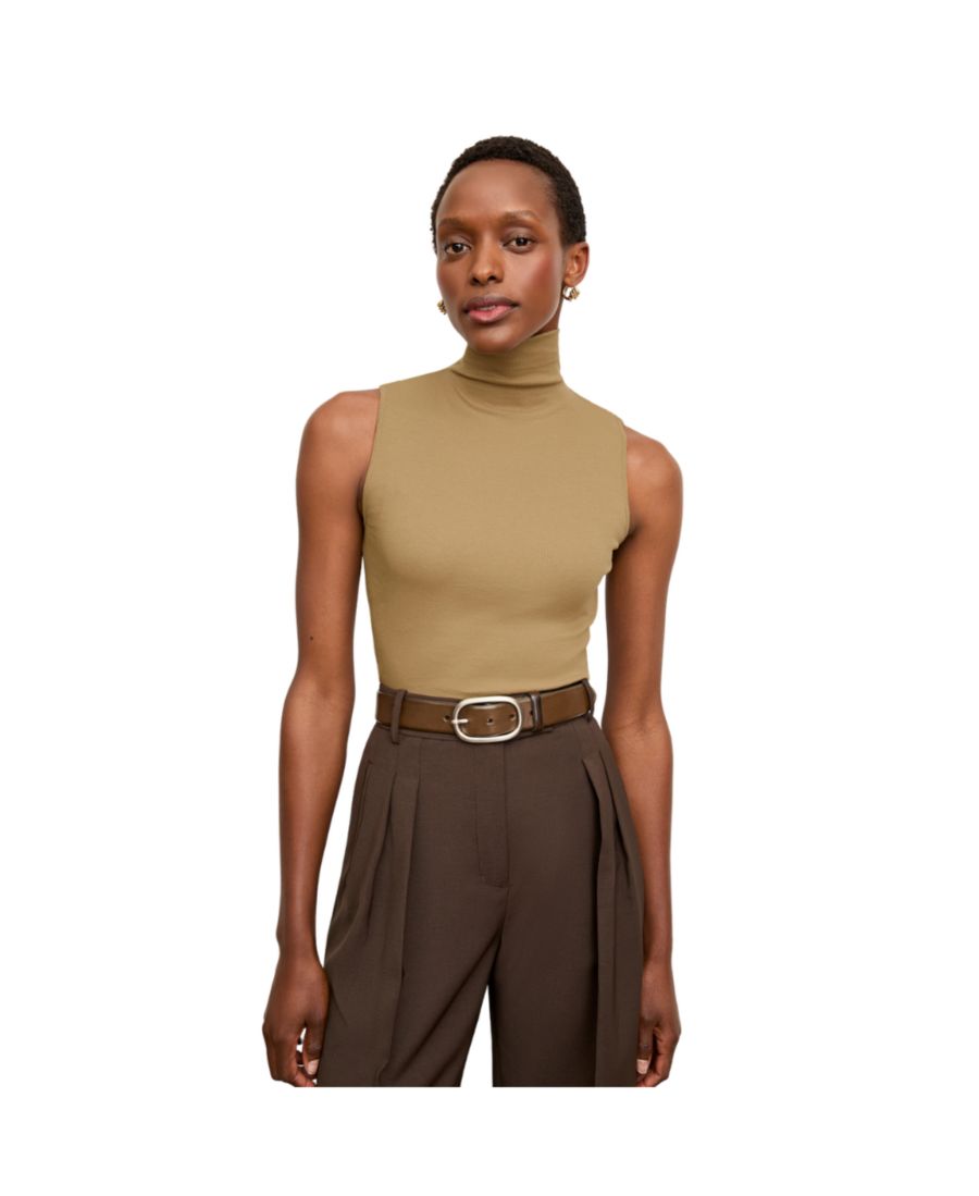 

Женская майка Jett Tank - из органического ребристого хлопка пима MMLaFleur, Saddle