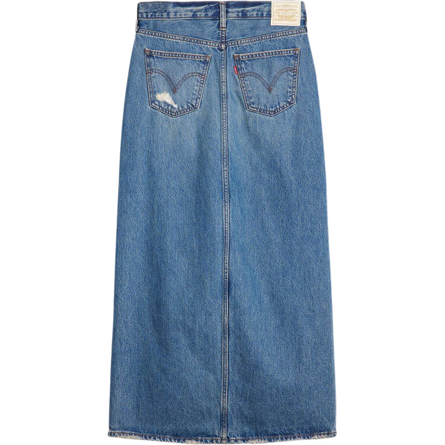 Levis Джинсовая длинная юбка levi's ankle column skirt женская blue — фото 4