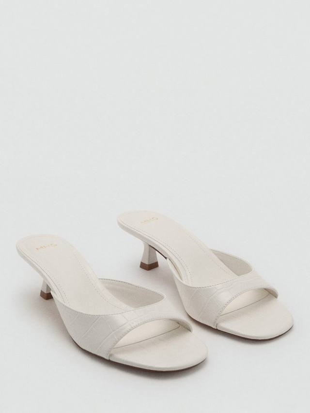 Сандалии Lidia на низком каблуке kitten heel Mango, White — фото 2