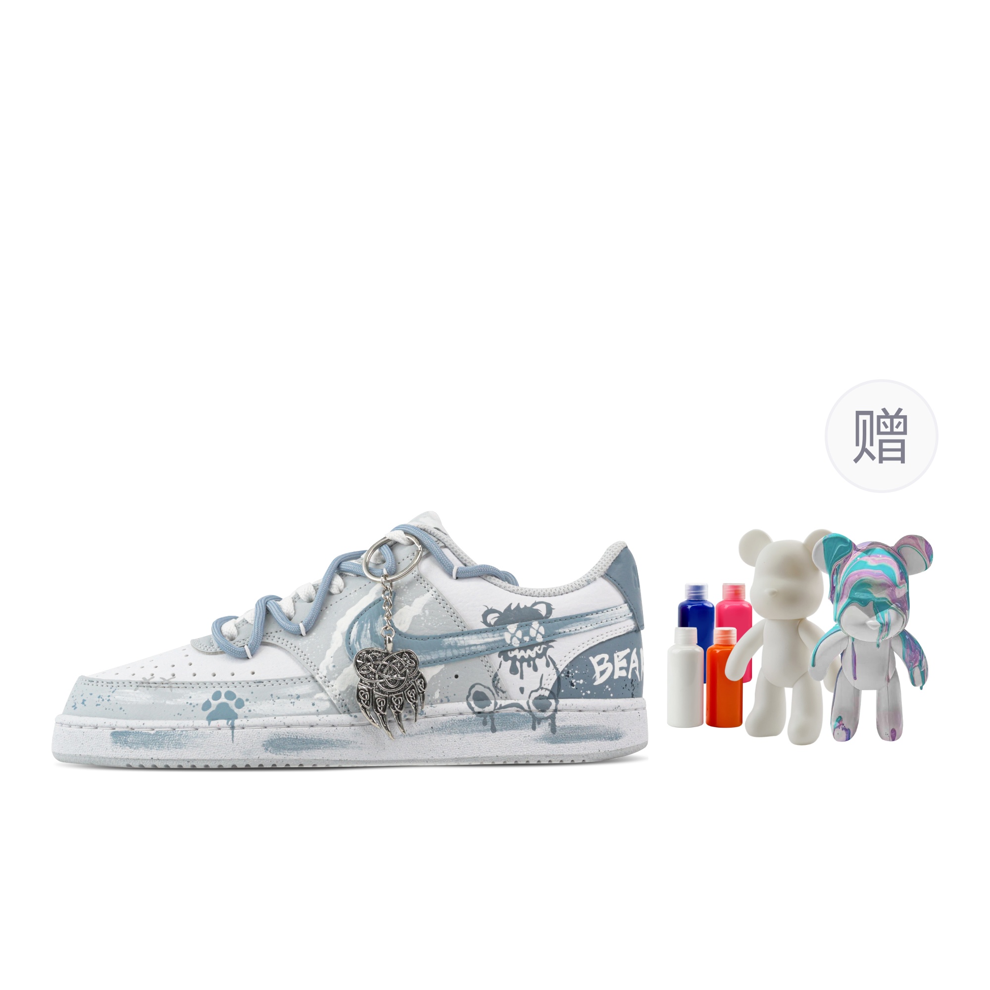 

Nike Кроссовки для скейтбординга Court Vision Street Bear Trail, Fluid Bear, износостойкие, низкие, мужские, серо-синие