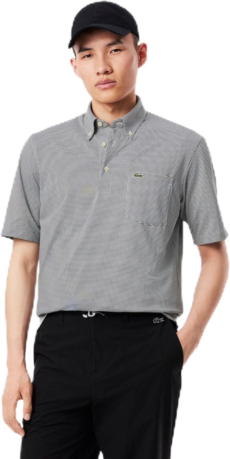 

Мужская поло-рубашка LACOSTE в мелкую клетку Дезодорирующая, быстросохнущая, с защитой от УФ-излучения, черный