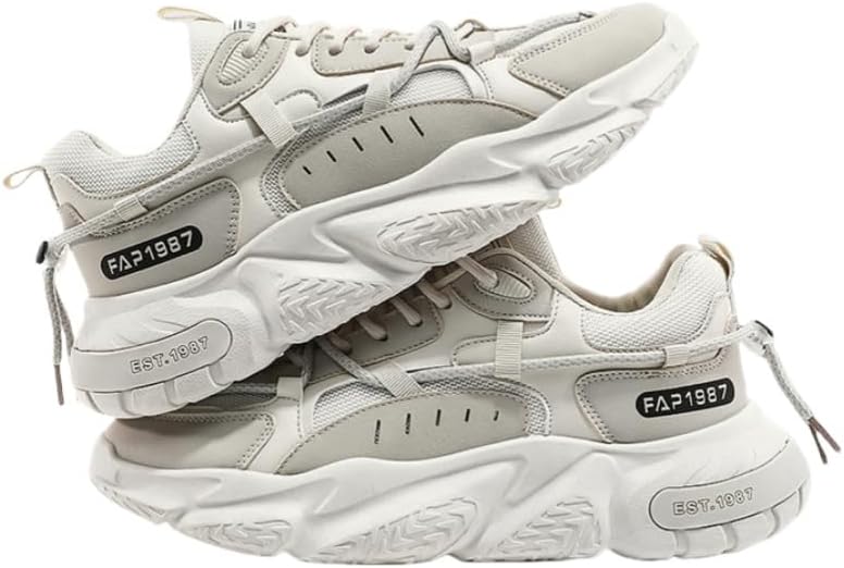 

Мужские летние кроссовки - легкие дышащие спортивные беговые обувь для повседневной носки, универсальный модный массивный дизайн, эффект увеличения роста Clolinde, бежевый