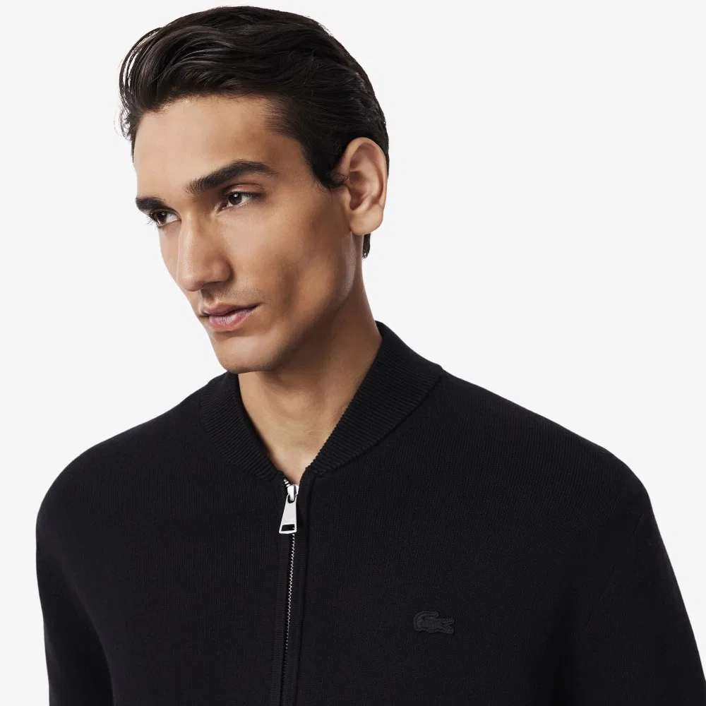 Мужской вязаный бомбер-кардиган Paris Pack на молнии чёрный от Lacoste — фото 2