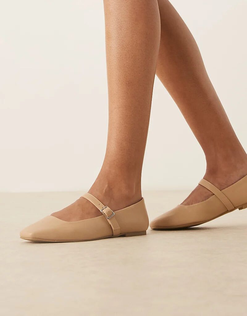 Балетки Lottie Mary Jane широкого кроя ASOS DESIGN бежевого цвета
