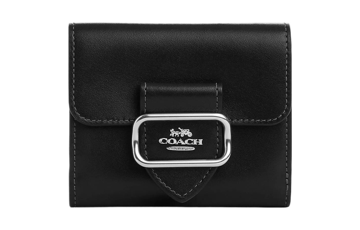 

COACH Женский бумажник из телячьей кожи малый черный