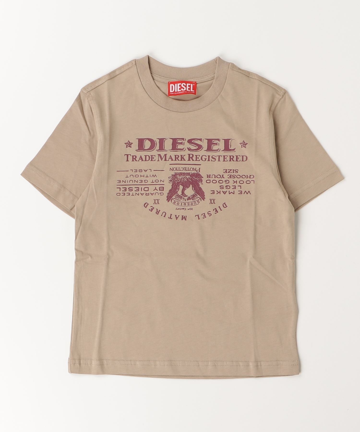 Детская футболка с коротким рукавом и логотипом бренда DIESEL, Light beige