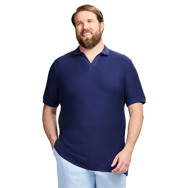 

Вязаная рубашка-поло большого размера для высоких и крупных мужчин, с рисунком морских дюн Izod, Medieval Blue