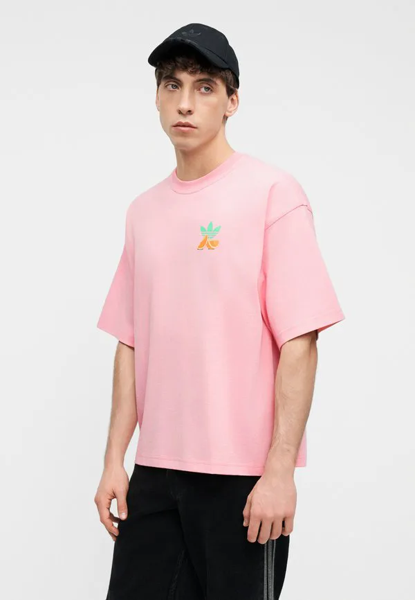Футболка унисекс с полосатым лимонным принтом Adidas Originals, Light Pink — фото 4