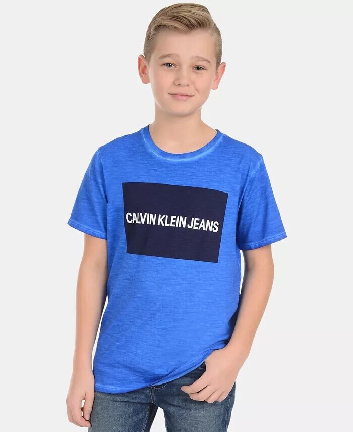 

Хлопковая футболка с цветными блоками и логотипом Big Boys Calvin Klein