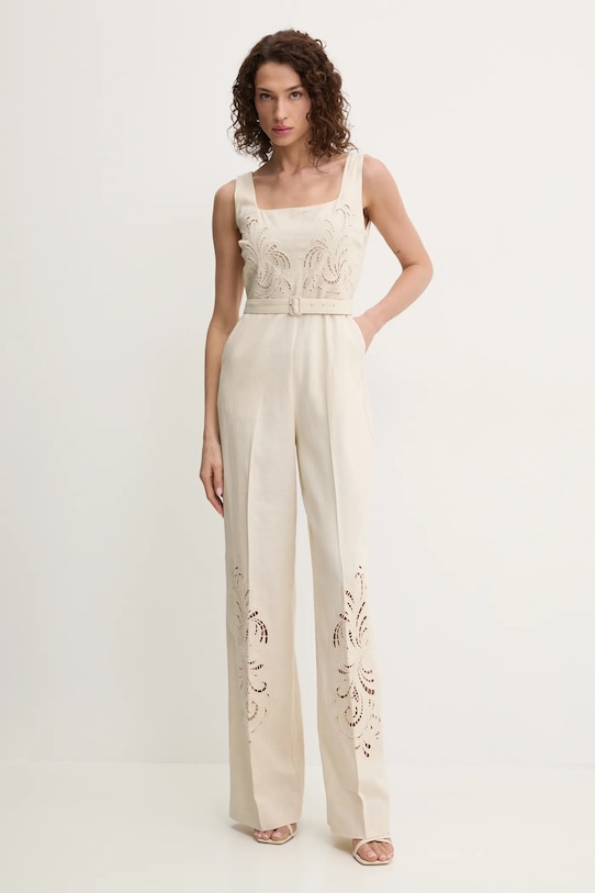 

Льняной комбинезон Twinset, бежевый