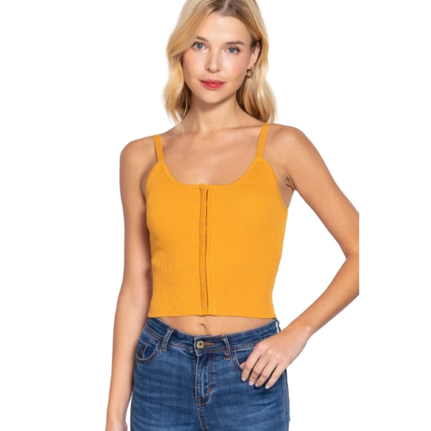 

Топ-свитер с застежкой спереди на крючки FASHNZFAB, цвет mango