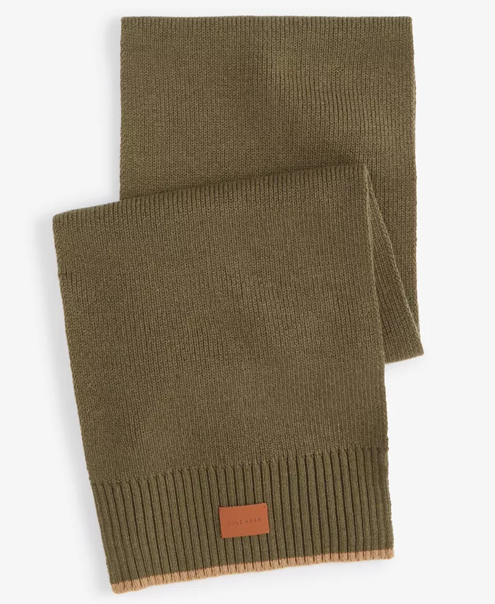

Мужской шарф Heritage с рубчатым узором и контрастными концами Cole Haan, зеленый