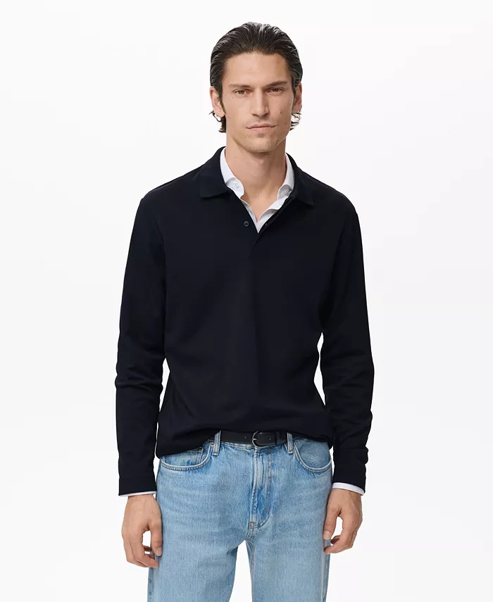 

Мужской вязаный поло свитер Regular-Fit Mango, синий