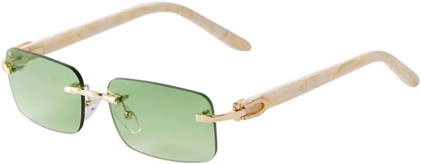 

Солнцезащитные очки в стиле ретро 2026 года, без оправы, мраморная оправа, ацетат, модные, зеленые линзы, прямоугольная форма, c4, One si MTZJH, One Color