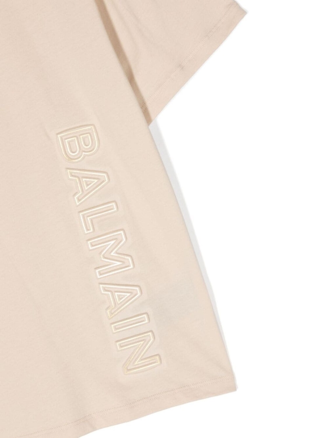 Balmain Kids футболка с тисненым логотипом, нейтральный цвет — фото 3