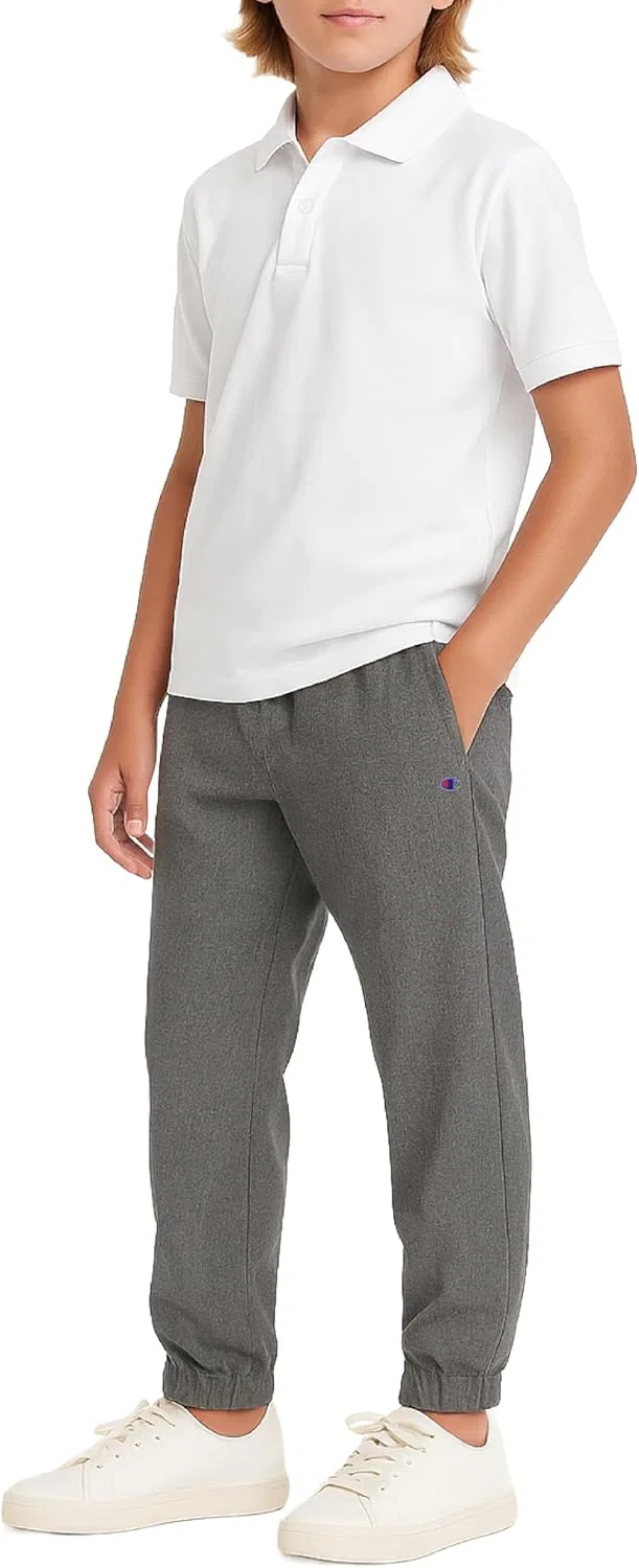 Детские спортивные брюки Champion из саржи, эластичного хлопка, с карманами, Charcoal Heather — фото 2