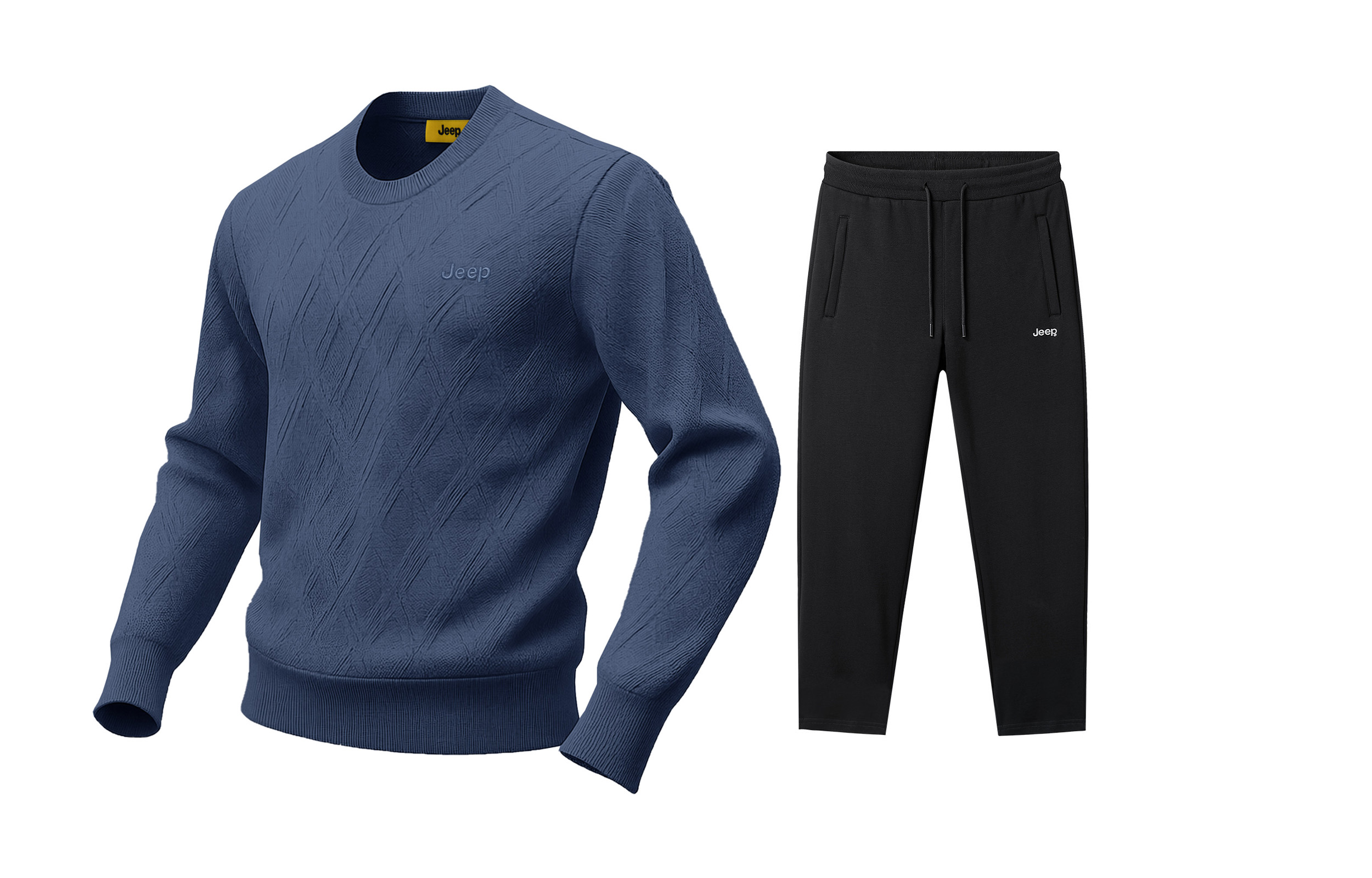 

Повседневный спортивный свитшот унисекс с круглым вырезом, утепленный и с флисовой подкладкой Jeep, floral синий+черный fleece-lined casual pants