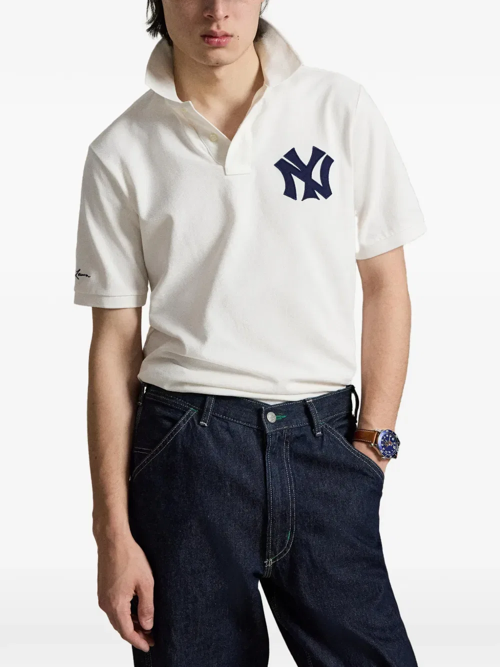 Хлопковая рубашка-поло "Янкис" Polo Ralph Lauren, белый — фото 3