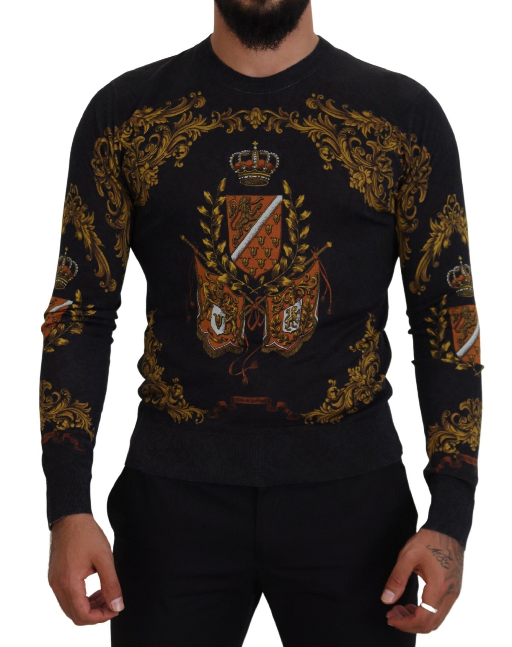 

Шелковый свитер с медальонами в стиле барокко Dolce & Gabbana, серый