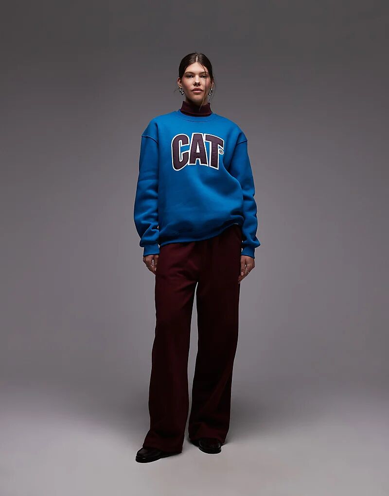 

Свободная толстовка CAT WWR 300 г/м² с вышитым логотипом синего цвета