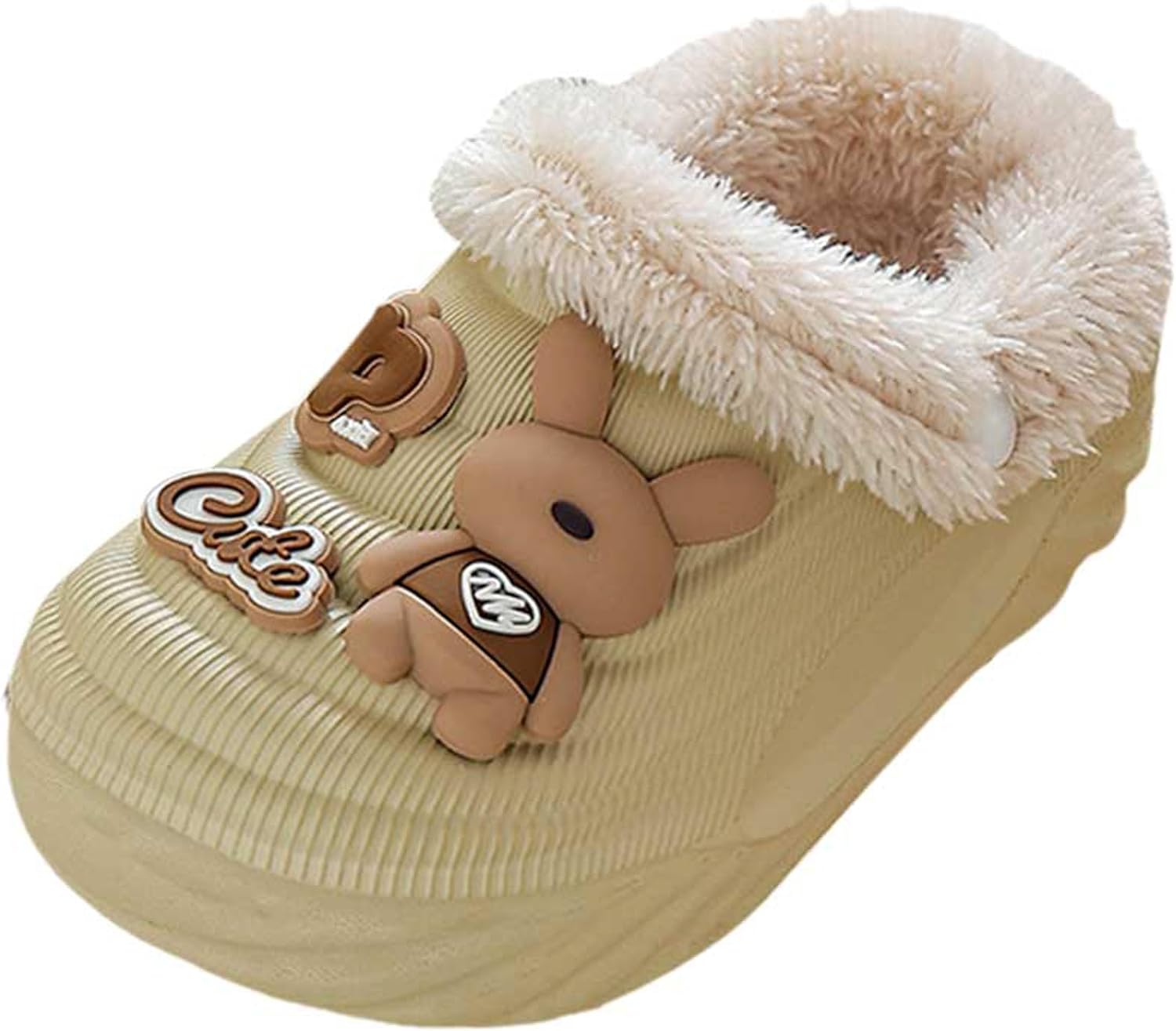 

Детские теплые тапочки IWIHMIV, удобные плюшевые для девочек и мальчиков, с нескользящей подошвой, зимние, для дома и улицы, с мультяшным рисунком, хаки