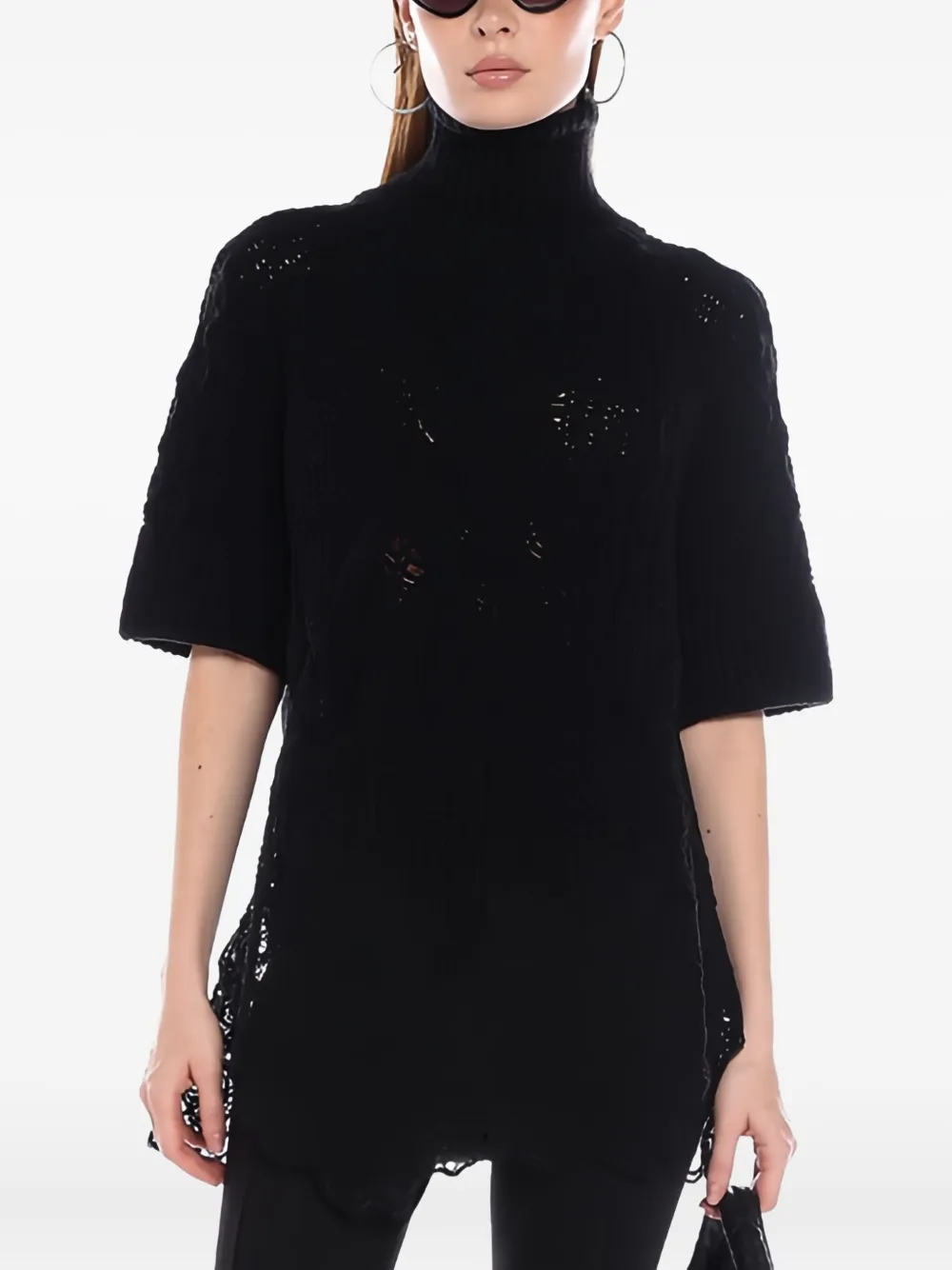 

Вязаный топ из шерстяной смеси Ermanno Scervino, черный