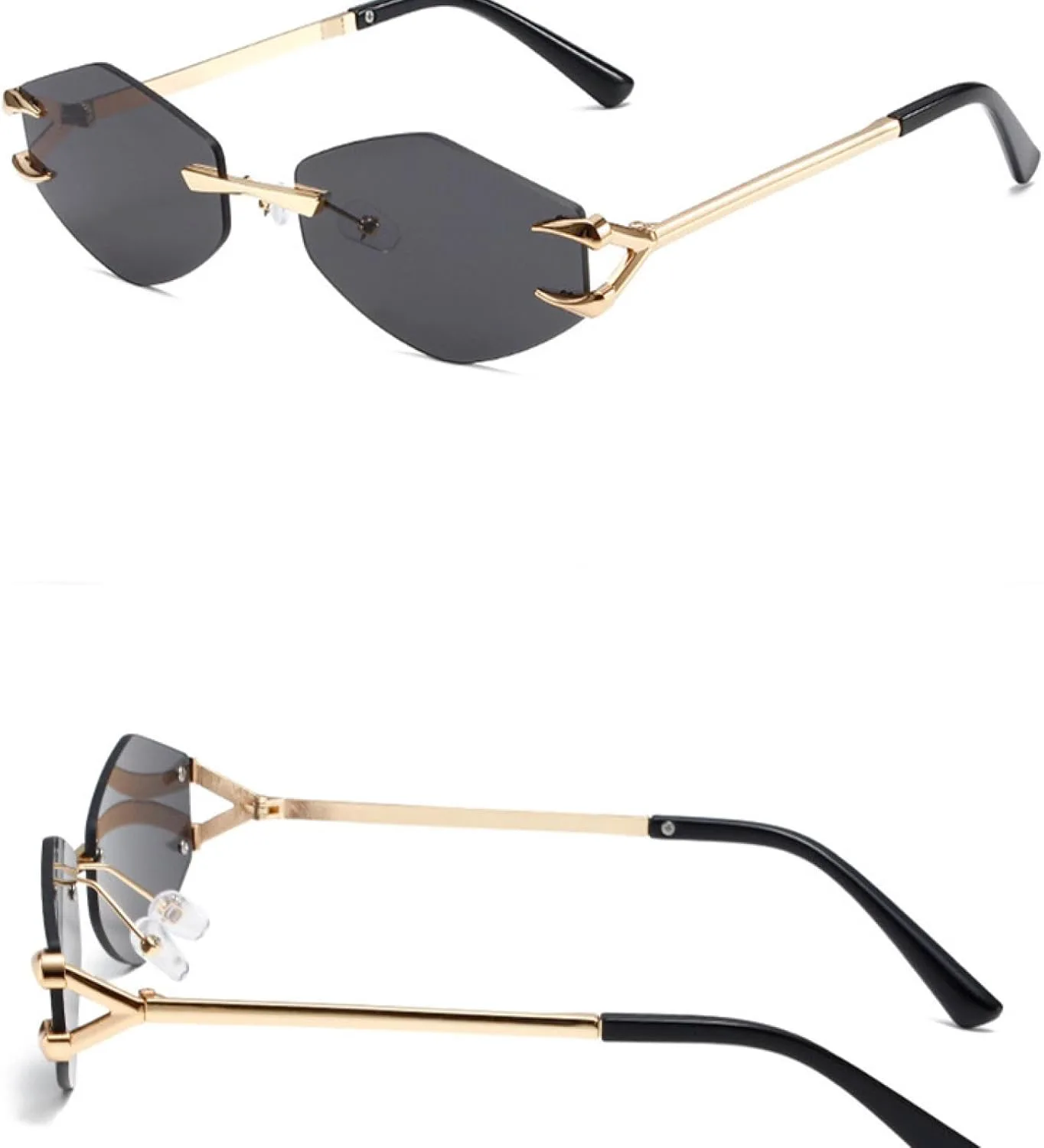 

Винтажные женские солнцезащитные очки, модные, без оправы, стильные панк-очки с градиентным покрытием, защита от УФ-излучения UV400 VVTWSSW, Gold-bluebrown