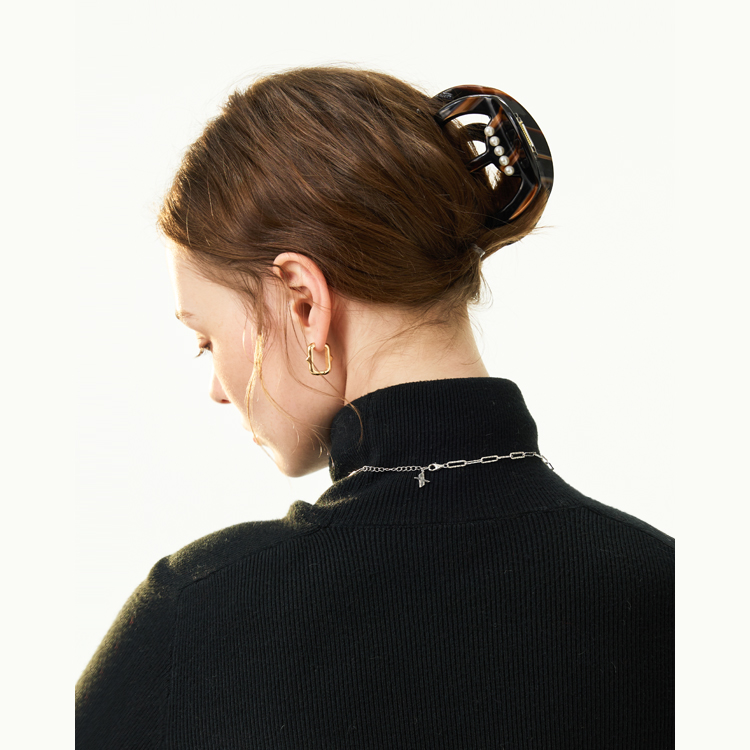 Ацетатная заколка для волос Women's ELLE, amber черный коричневый — фото 2