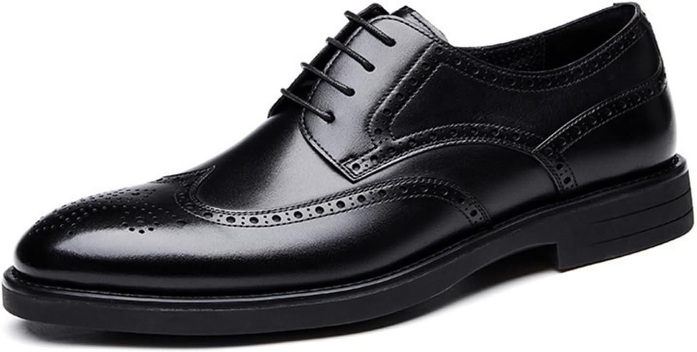 

Мужские кожаные оксфорды с крыльями ретро-стиля, круглым носком и шнуровкой, формальные деловые туфли Дерби для свадьбы и работы Generic, черный