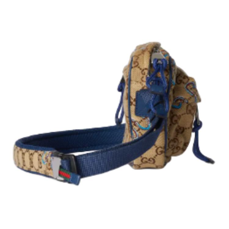 GUCCI Рюкзак-кроссбоди Canvas, маленькая сумка через плечо унисекс бежевый и темно-коричневый — фото 3
